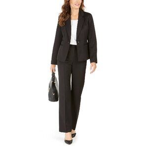 Le Suit Petites 1-Button Jacket Striped Pants Suit